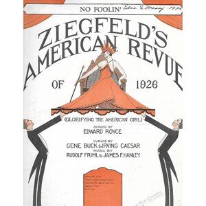 1926 No Foolin Sheet Music Ziegfeld Revue Friml Hanley Caesar Buck